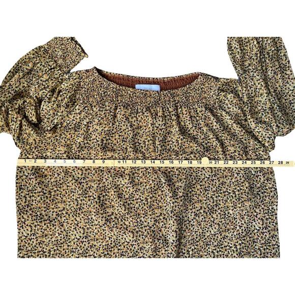 Elizabeth and James Textile Smocked Neck Boho Flowy Long Sleeve Blouse – Size XL - Picture 6 of 10